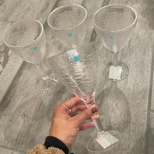 (4) NWT Martha Stewart Footed Plastic Glasses
